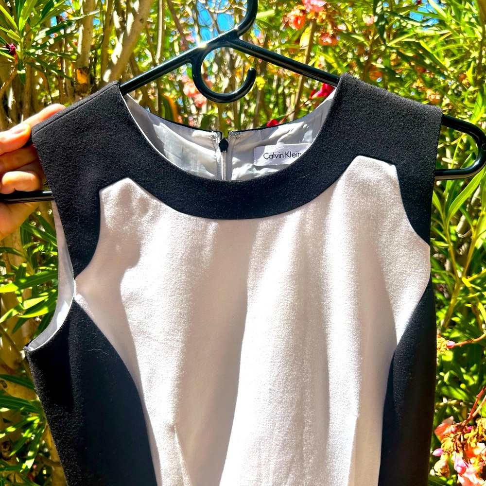 Calvin Klein size 2 pleated black and white day to night HH dress